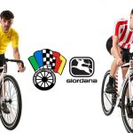 two indiana university students are pictured on bicycles wearing giordana cycling jerseys
