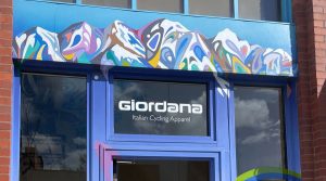 image of storefront window with Giordana logo