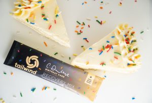 Courtney Dauwalter’s Birthday Cake Recovery Mix is available in packs of four single-serving, easy-to-use stick packs